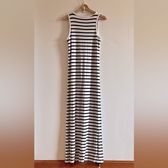 HATCH The Long Body Tank Dress in Black and White Stripe - Size Petite - Picture 4 of 12